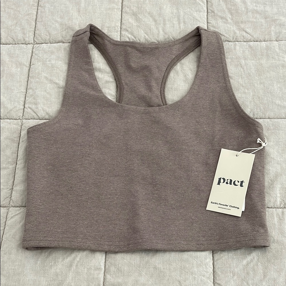 Pact Gray Racerback Cropped Tank